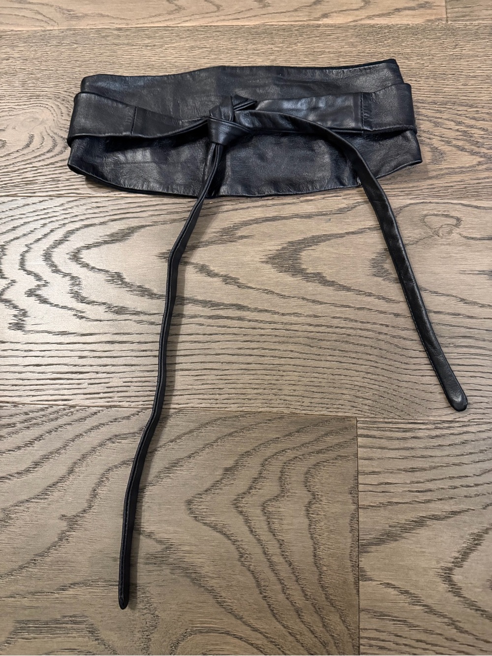 2011 Greta Constantine x Danier SKIN Black Leather Obi Wrap Belt